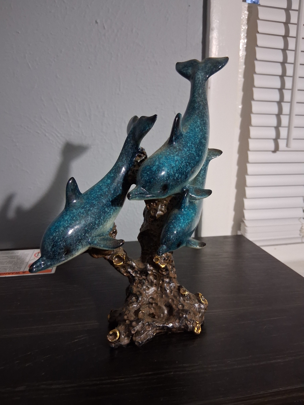 Teal Ceramic Dolphin Sculpture Trio - Home Art